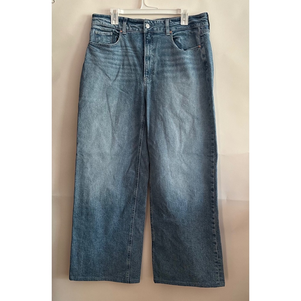 Paige Sasha High Rise Wide Leg Jeans Magnifique Wash Size 33 8750K49-B328